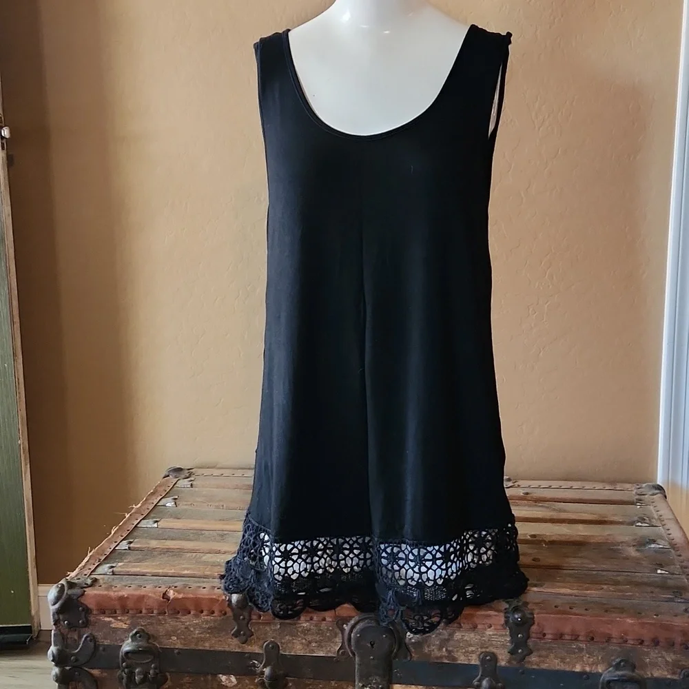 OPi Black Tank Shirt with Lace Botton (280) - Picture 1 of 6
